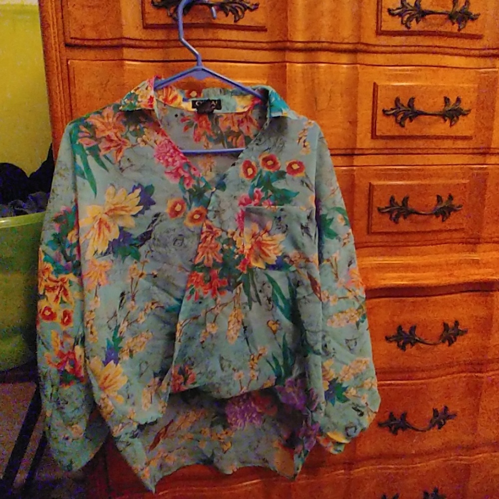 A floral sheer blouse